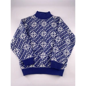 VTG Sweater Womens Large Village Green USA Snowflakes Winter Grandma Fair Isle - Picture 1 of 11