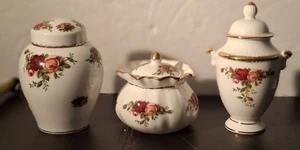 3 xRoyal Albert Old Country Roses Ginger Jar w Lid~Lidded Trinket Box~Lidded Urn - Picture 1 of 8