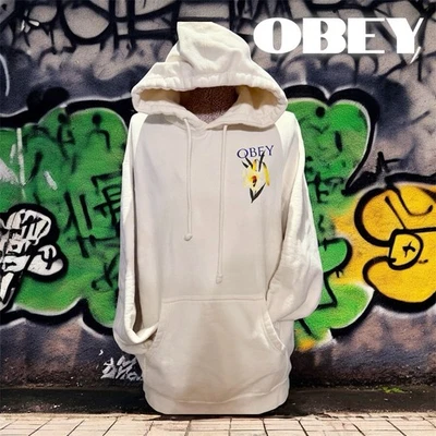 OBEY SUDADERA CON CAPUCHA•Sudadera•Blanca•Flor Amarilla•Mediana•Diseño Raro Foto 1 de 4