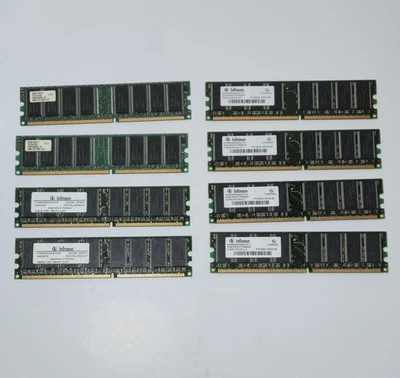 Lot Of 8 DDR1 400 CL3 CL2.5 Desktop RAM Memory (x4 512MB And x4 256MB) Infineon - Image 1 of 3