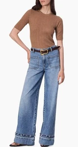 rag & bone Tina Wool Short-Sleeve Sweater in Camel Size Small - Picture 1 of 6