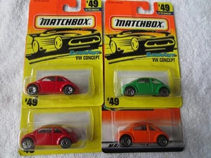 LOT OF 4 MATCHBOX VW VOLKSWAGEN CONCEPT BEETLES FROM 1998/97 ALL MIP - Picture 1 of 15