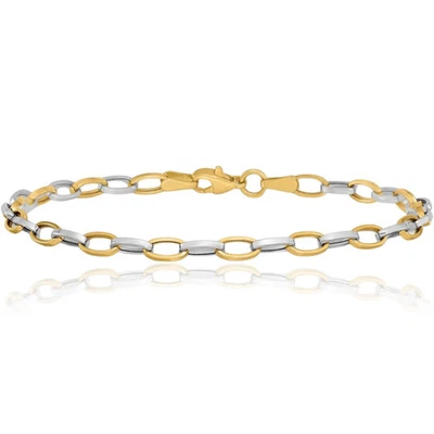 14K Solid Two Tone Gold Link Chain Bracelet - Image 1 of 4