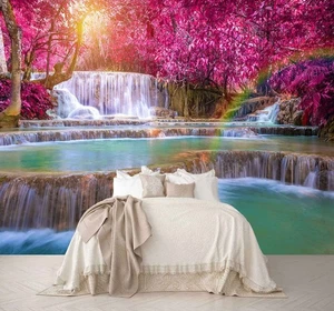Forest Waterfall Wall Mural Wallpaper Large Nature Scenery Mural for Bedroom ... - Picture 1 of 7