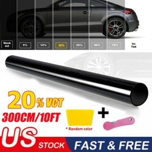 Película de tinte para ventana enrollable sin cortar de 10 pies 20 % VLT 20" x 10 pies vidrio para oficina en casa para automóvil - Imagen 1 de 9