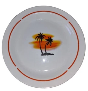 "Plato de postre de ensalada vintage Joe Boxer retro Island Sunset and Palm Trees 7,5""" - Imagen 1 de 6