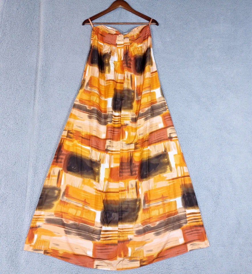 Banana Republic Maxi Dress Women's 2? (28" Chest) Orange Silk Strapless Beachy - Image 1 of 4