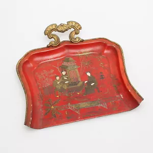 antike Metall Schaufel, goldener Rand, bemalt, Asiatika, vermutlich um 1900 - Bild 1 von 1