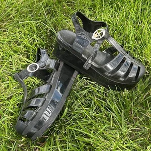 Black Nature Breeze Gladiator Platform Jelly Sandals Size 7 - Picture 1 of 4