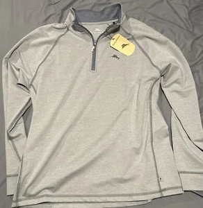 Tommy Bahama Men’s Quarter Zip Pull Over New Jacket Large Gray NWT L $118 MSRP - Picture 1 of 4
