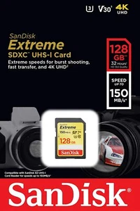 Scheda di memoria SanDisk SD 128 GB per fotocamera digitale Canon EOS R5 e R6 - Foto 1 di 1