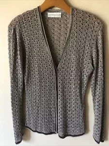 Cardigan Karen Millen Uncinetto Maniche Lunghe Med Grigio Lavorato a Maglia - Foto 1 di 5