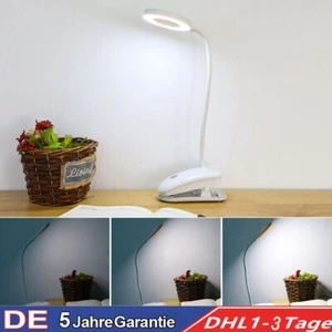 Schreibtischlampe LED Akku USB kabellos Nachttischlampe weiß dimmbar 2000-mAh - Bild 1 von 9