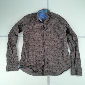 United Colors of Benetton Shirt Medium Grey Floral Print Long Sleeve Button Up - Picture 1 of 10