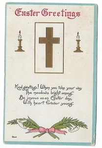 ANTIQUE Postcard Easter Greetings Easter lilies 1914 - Picture 1 of 2