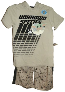 New Boys size 6 Baby Yoda Shorts Set Hooded T-Shirt Shorts Unknown Species - Picture 1 of 2