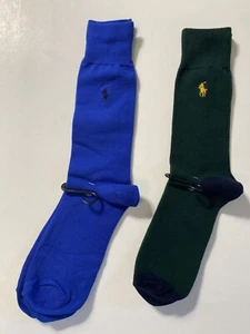 Calze eleganti uomo Polo Ralph Lauren cotone elasticizzato confezione da 2, blu e verde - Foto 1 di 3
