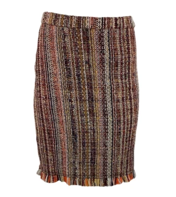 Falda lápiz Anthropologie talla 2 tweed flecos dobladillo multicolor algodón acrílico AJ Foto 1 de 4