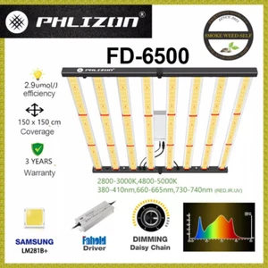 PHLIZON FD6500 640W Dimmable LED 8Bar Commercial Indoor Grow Light Full spectrum - Picture 1 of 39