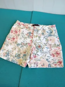 Gloria Vanderbilt pantaloncino jeans donna vintage floreale vita alta elasticizzato taglia 14 - Foto 1 di 11
