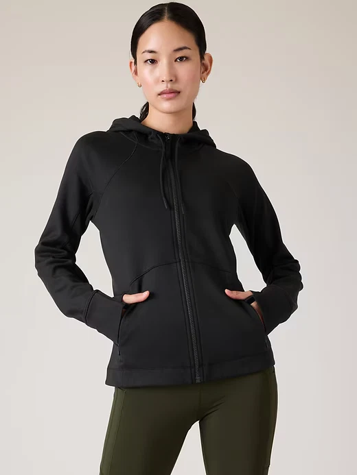 Athleta ST Small Tall Unstoppable Fleece Lined Full Zip Jacket Navy #818765