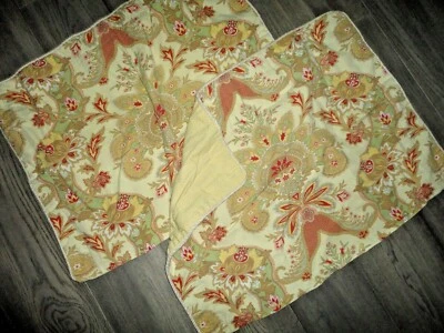 ROSE TREE LYON RED GOLD TAUPE MELON GREEN FLORAL (2) STANDARD PILLOW SHAMS 20X26 - Image 1 of 4
