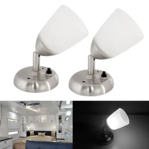 2PCS 12V LED Swivel Reading Light RV Camper Trailer Wall Mount Bedside Desk Lamp - Picture 1 of 13