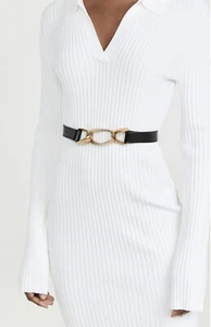 Frame Twist Kette Leder Taillengürtel Damen Größe XL schwarz gold edel Fehler* - Bild 1 von 10