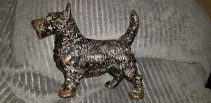 Antique Cast Iron Hubley Scottish Terrier Dog Doorstop Rare Wheaten Scotty 10.5” - Picture 1 of 5