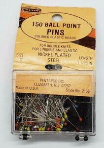 PENN, Vintage, 150 Color Ball Head, Ball Point Sewing Pins Size 17, USA