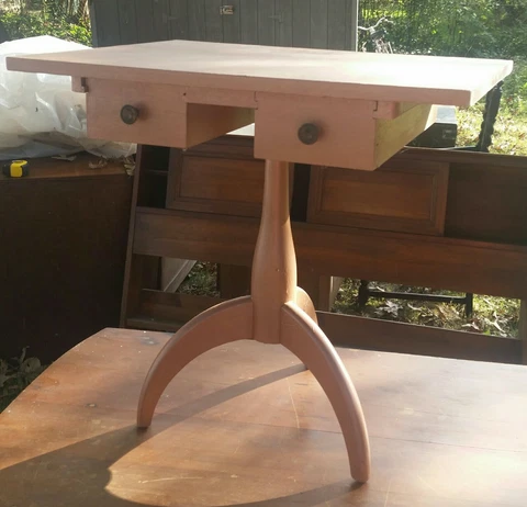 Antique tri-pod base gaming table with 2 double sided drawers 25"h x 26"l x 29" Cover