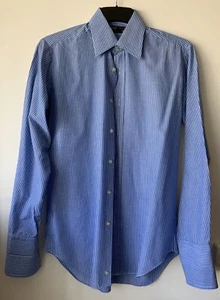 Men’s Vintage St Michael Marks & Spencer Blue Pinstripe Shirt Size 14.5  (37cm) - Picture 1 of 3