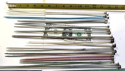 12 pairs of hand Knitting Needles 10” 12” 14” Aero 7, 10 set pins Mixed Lot - Image 1 of 4