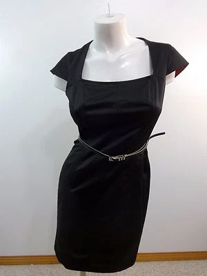 NUEVO SIN ETIQUETAS VESTIDO ANDREW MARC NEW YORK NEGRO SATINADO TALLA 6 Foto 1 de 4
