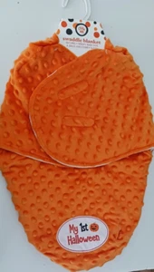 Little Me Infant Baby "My 1st Halloween" Orange Swaddle Blanket Size 0 - 3 M - Picture 1 of 5