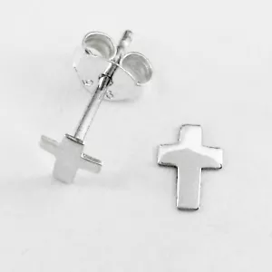 6 mm KREUZ Nieten Pfosten Ohrringe in massivem 925 Sterlingsilber - NEU! - Bild 1 von 5