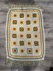Vintage Handmade Crochet Blanket Sunflower  Square  Afghan 57x40 Granny