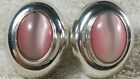 24g MEXICO .91' 925 STERLING SILVER PINK CATS EYE POST STUD EARRINGS