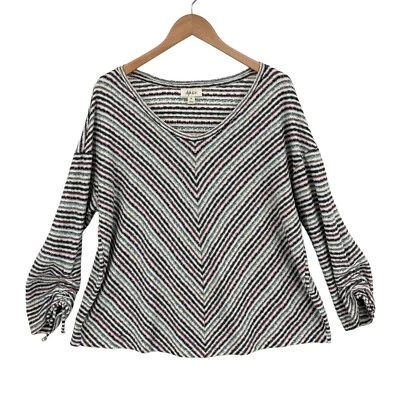 Style&co. Suéter Para Mujer XL Multi Rayas Tejido Hombro Caído Cuello Redondo Pullover Foto 1 de 4