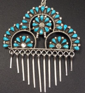 Collar Colgante Broche Nube Lluvia Punto Pequeño Turquesa Arelene Pinto Zuni - Imagen 1 de 11