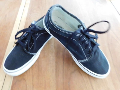 Vans Negro Lona Lo-top Zapatillas Juveniles Talla 3.5 Foto 1 de 4