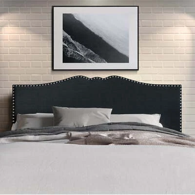 Cabecero King Size Gris Carbón Tapizado Cabeza de Clavo Borde Altura Ajustable Foto 1 de 4