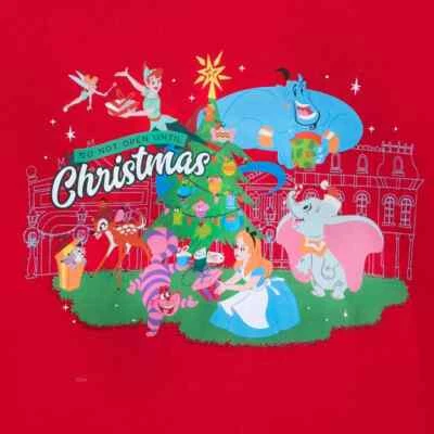 2023-XL~Parques Disney~Clásicos Navidad Vacaciones Pullover Sudadera con Capucha 4 Adultos~ROJO~NUEVO CON ETIQUETAS Foto 1 de 2