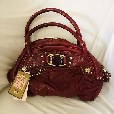 JUICY COUTURE Bolso de Mano Rojo Riot Chica Volantes Granate Cartera Cuero NUEVO con ETIQUETAS Foto 1 de 4