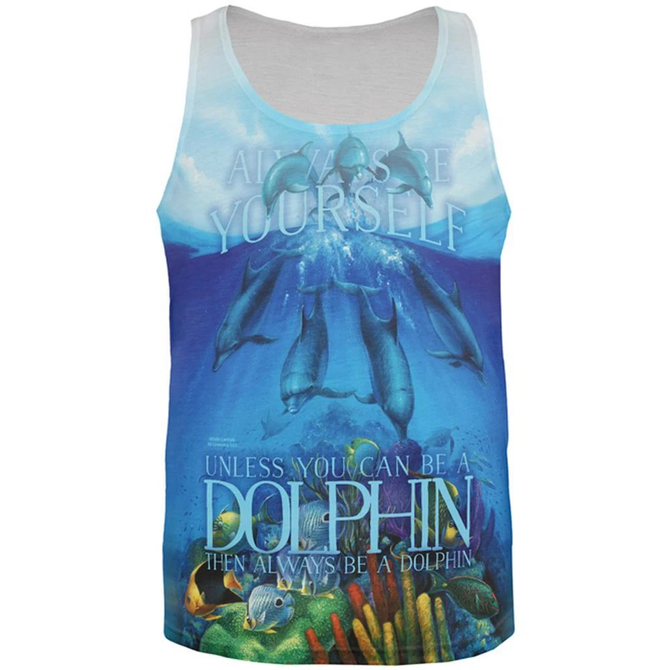 Always Be Yourself Unless Dolphin All Over Mens Tank Top - Image 1 of 1