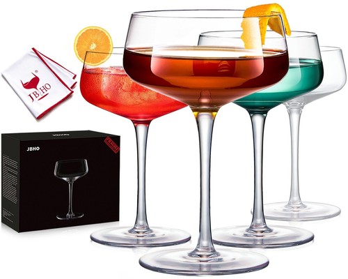Martini Glasses  Crystal Coupe Glasses Set of 4  10 Oz  Large and Fancy Cockt...