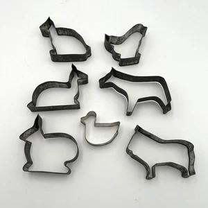 Vintage Blech Bauernhof Tier Scheune Hof Ausstechformen 7er Set - Bild 1 von 7