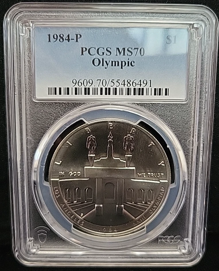 1984 P Olympics Commemorative BU Silver Dollar PCGS MS70 | FLAWLESS | See Pics - Image 1 of 4