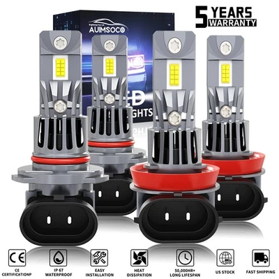 For Toyota Prius 2010-2015 Combo 4X Front Led Headlights Bulbs High/Low Beam Kit - Image 1 of 4
