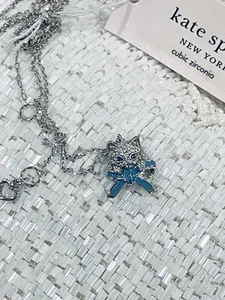 NWT Kate Spade Pretty Kitty Pendant Necklace Cat Bow Pave fashion jewellery - Picture 1 of 5